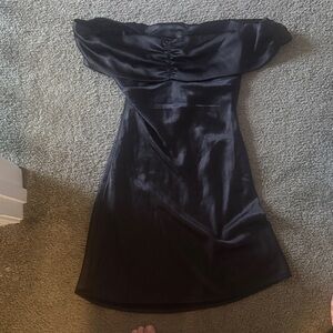 Princess Polly Elegant Black Off-Shoulder Dress